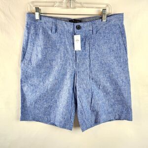 Banana Republic Aiden Linen Shorts Mens 30 Blue Chambray Casual Summer Preppy